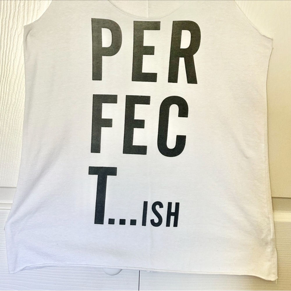 Old Navy White Tank Top with Black Text